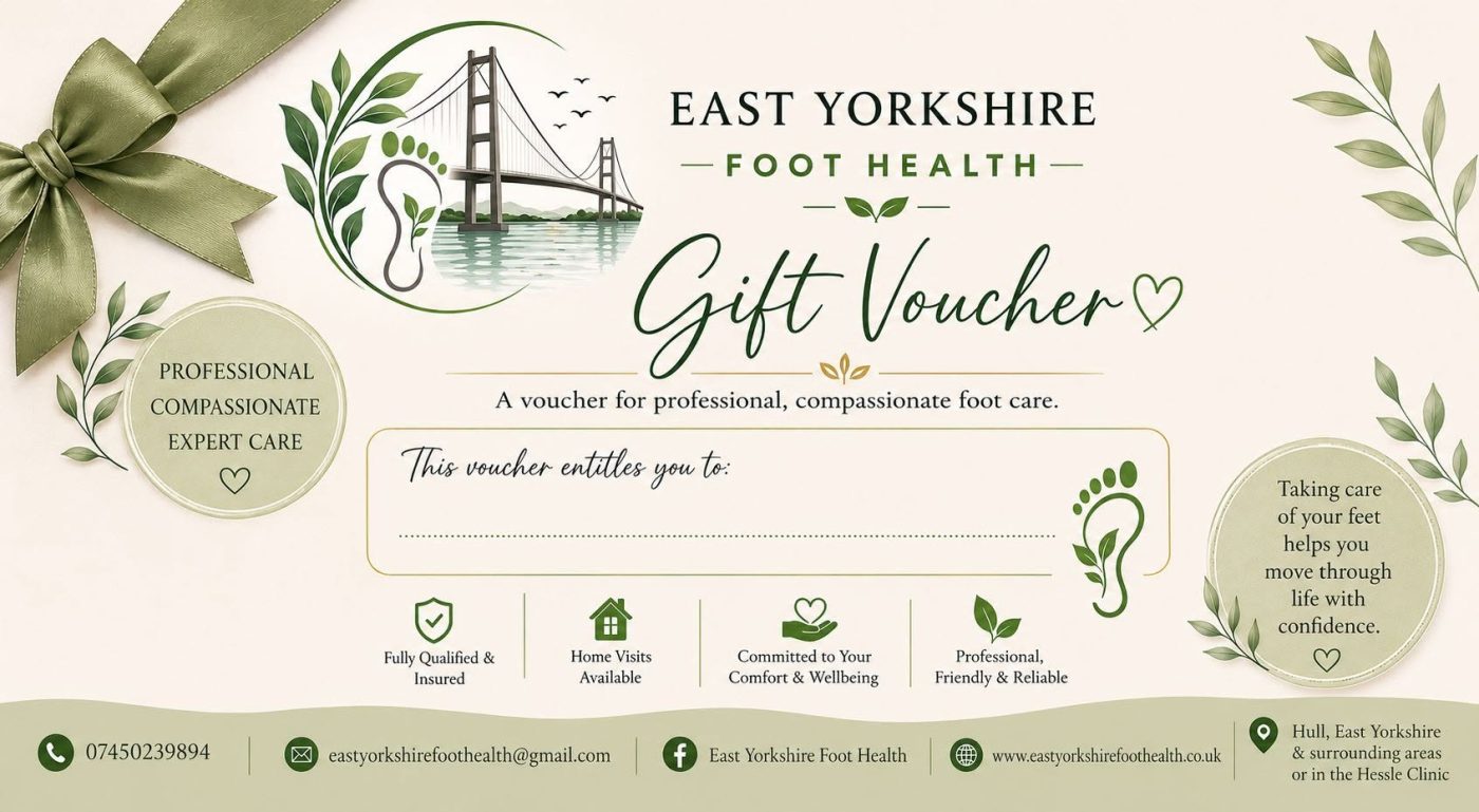 East Yorkshire Foot Health gift voucher for professional foot care in Hull and Hessle