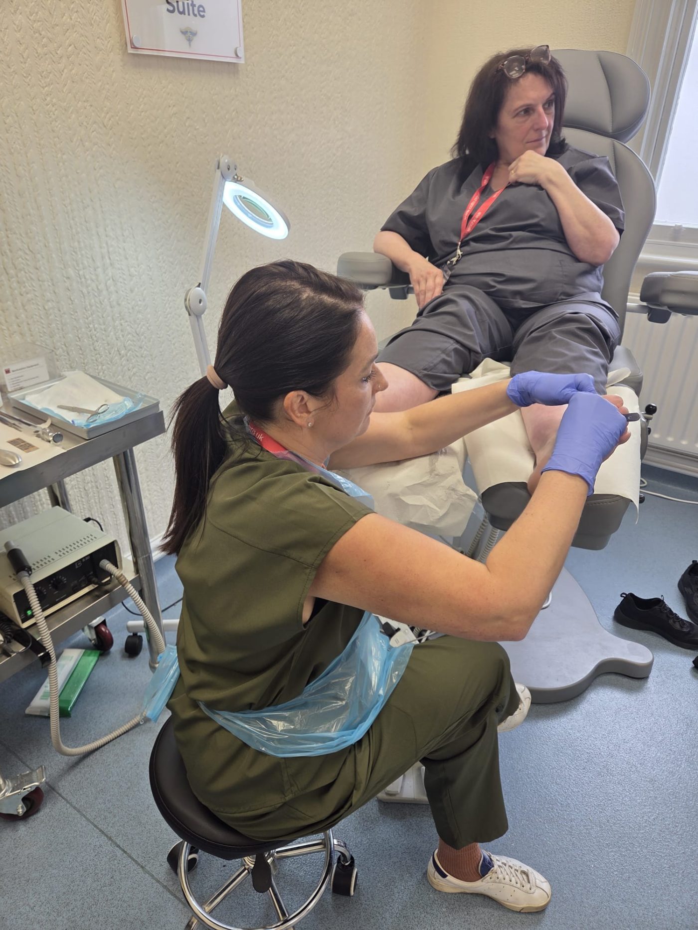 Foot Health Practitioner treating a toenail at the Hessle clinic, East Yorkshire